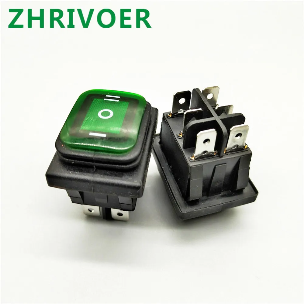 

1pcs Kcd4-203 20A / 250VAC 30x22 waterproof rocker switch 6-pin DPDT on off on 12V 220V red green LED light rocker switch