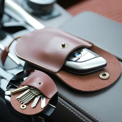 Cartera de llaves normcore para hombre y mujer, funda de cuero dividido, llavero hecho a mano, Mini paquete de llaves de coche sólido