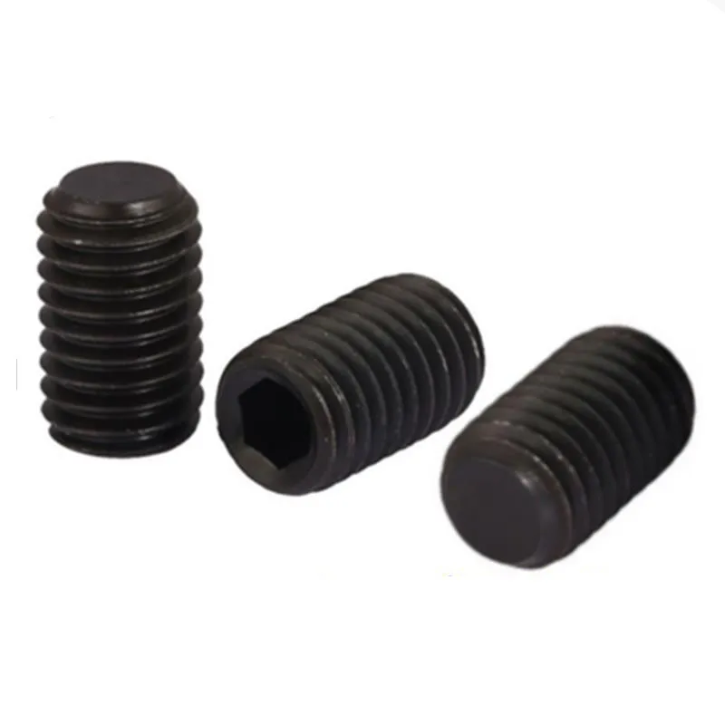 1/50pcs M2.5 M3 M4 M5 M6 M8 M10 M12 M16 Black Grade 12.9 Steel Allen Head Hex Hexagon Socket Flat Point Set Screw End Grub Bolt