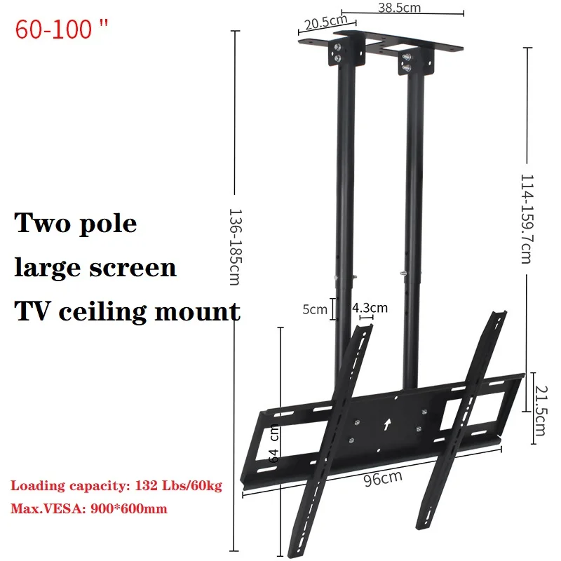 

HILLPORT TV Ceiling Mount TV Bracket Hanger, Tilt, Telescopic, Suitable For 60-100 inches, Load 60kg, Soporte PC Arm T580