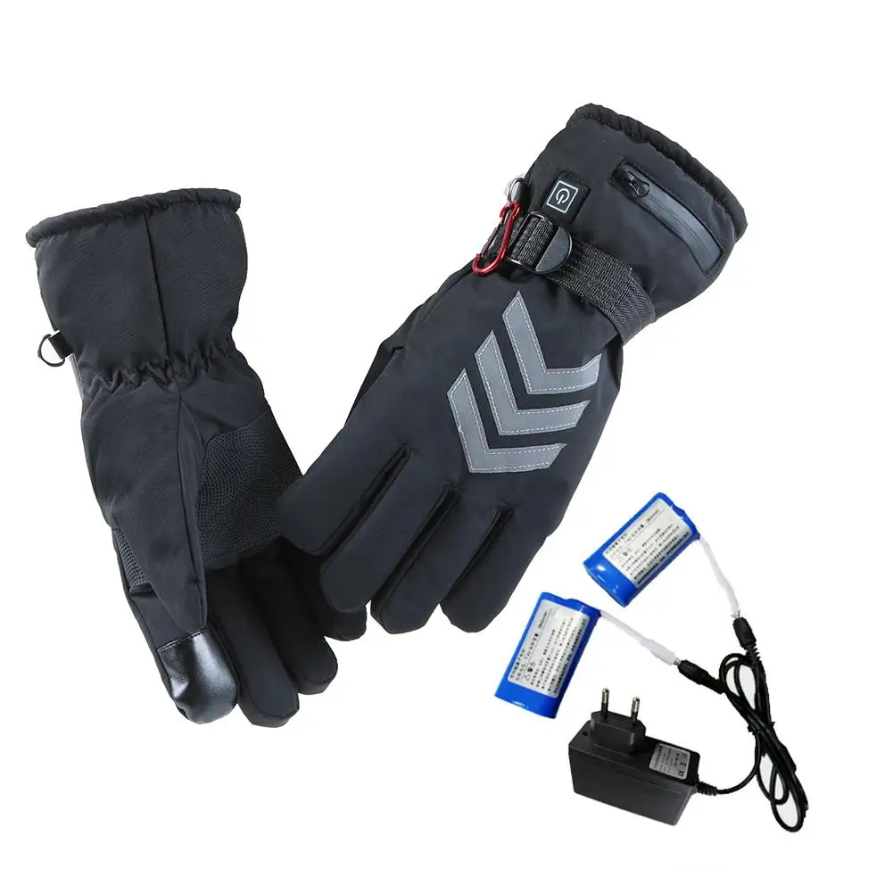 Rechargeable Heated Gloves Waterproof Electric Insulated Night Reflective Back Motorcycle Skiing Gloves Warmer For Men Women