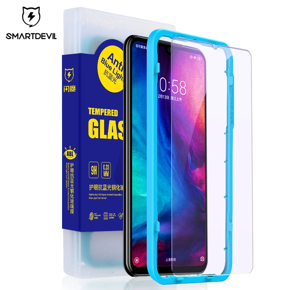 SmartDevil Tempered Glass For Redmi Note 9 8 Pro 7 Pro Screen Protector For Redmi 9T 10X 2.5D Curved Anti Blue Light 2 PCS