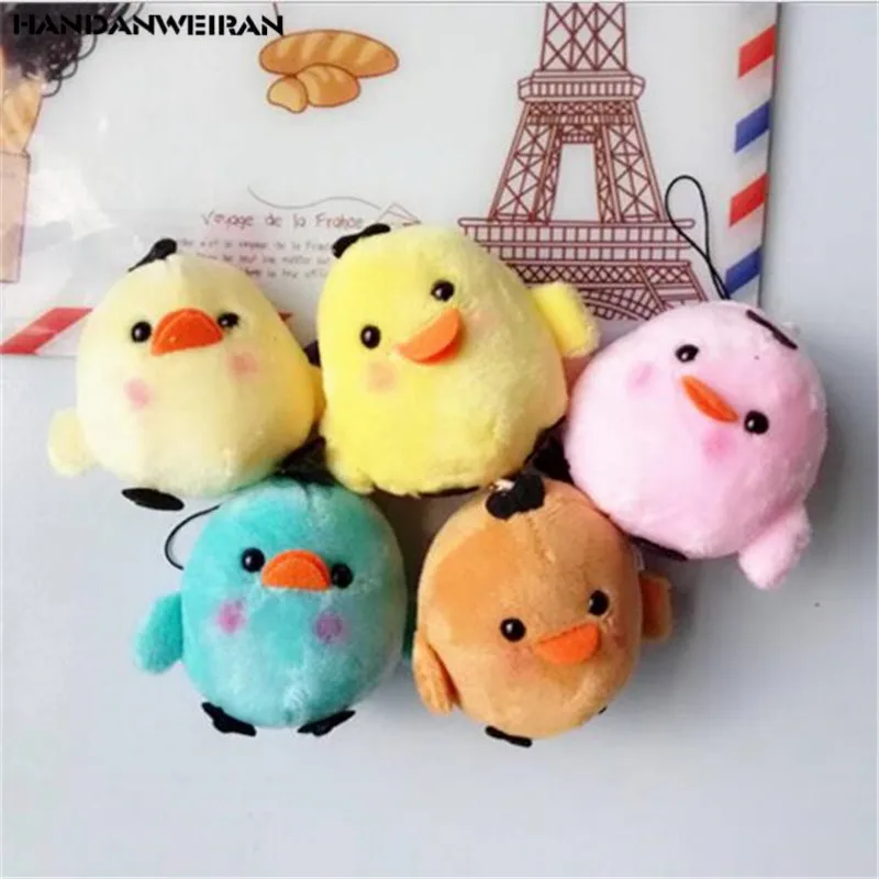 

1Pcs New Christmas Gift Colored Small Round Chicken Doll Pendant Plush Toy Animal Stuffed For Girls&Boys HANDANWEIRAN