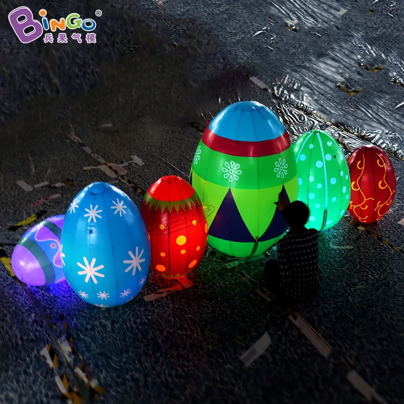 Low price LED Light Easter Colourful Seven Eggs Group For Garden Decor Festival Party Display