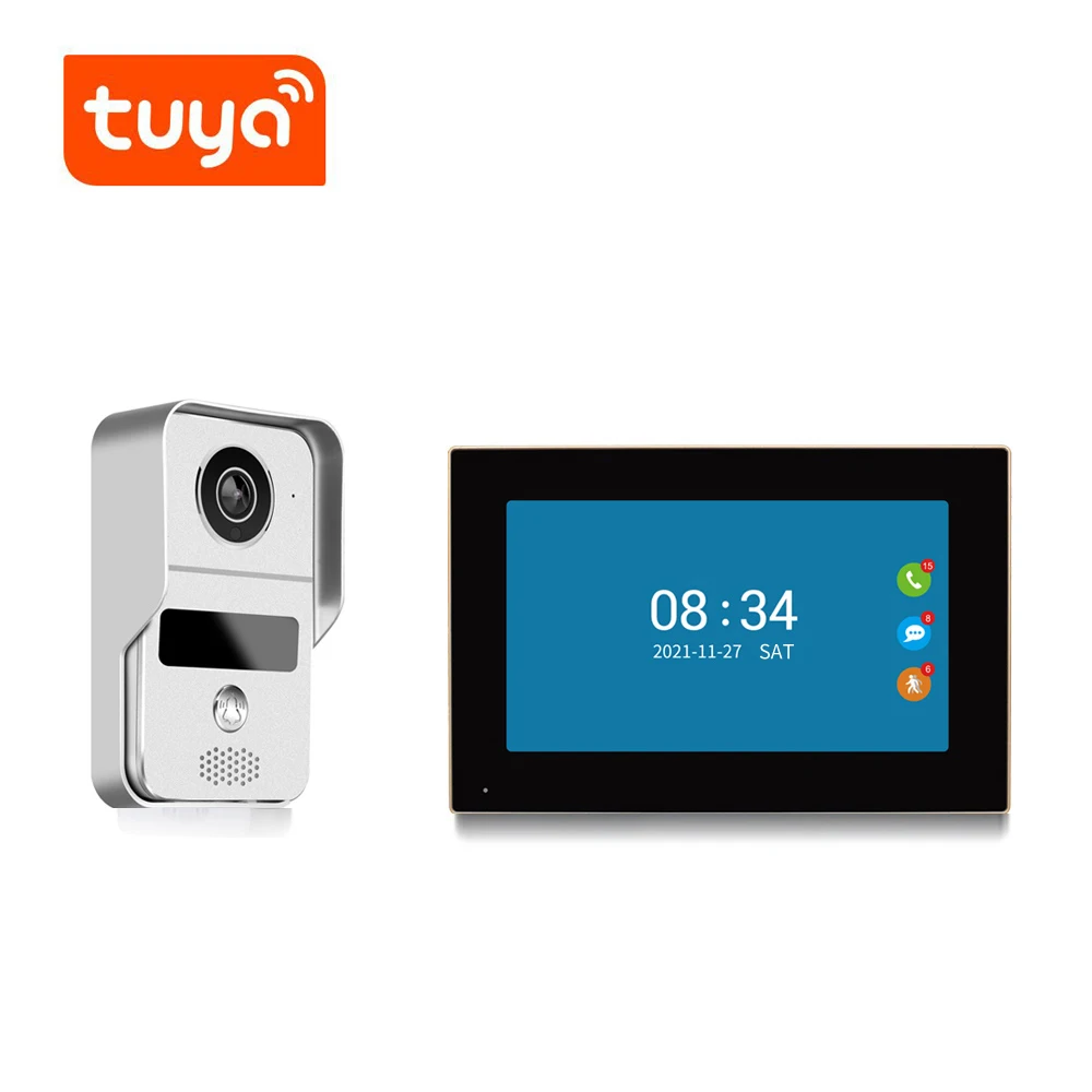 7inch Screen Tuya WIFI Doorbell Hands-free Wireless Video Door Phone Intercom HD Visual Doorbell Wire-Free Peephole Viewer