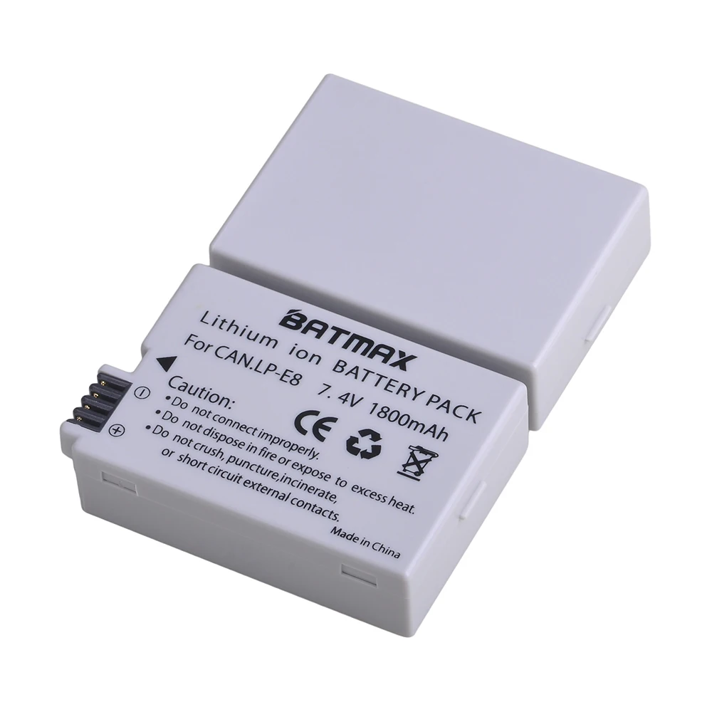 

Batmax LP-E8 LPE8 1800mAh Battery for Canon 550D 600D 650D 700D X4 X5 X6i X7i T2i T3i T4i T5i DSLR Camera