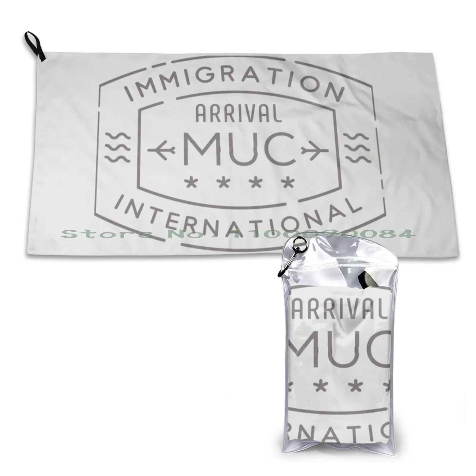 Muc , , Germany , Airport Immigration International Arrival Passport Stamp Quick Dry Towel Gym Sports Bath Portable Bratz