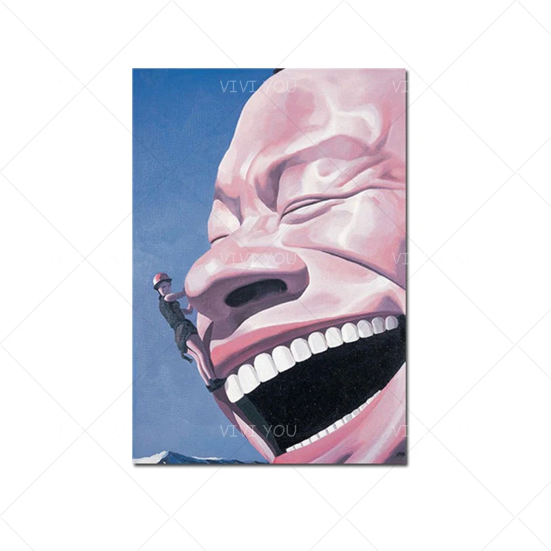 Best Art Purple Cartoon Cute Man Laugh Oil Painting Canvas Handmade Painting Home Decor Oil Painting Artwork