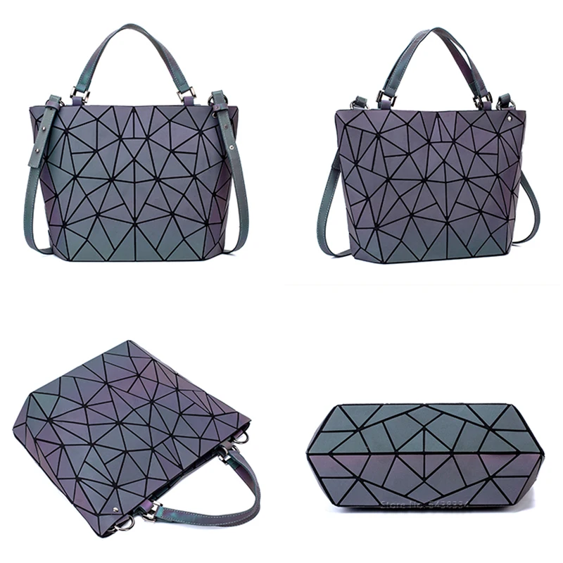 Luminous bag Sequins geometric bags for women 2024 Quilted Shoulder Bags Laser Plain Folding female Handbags bolsa feminina