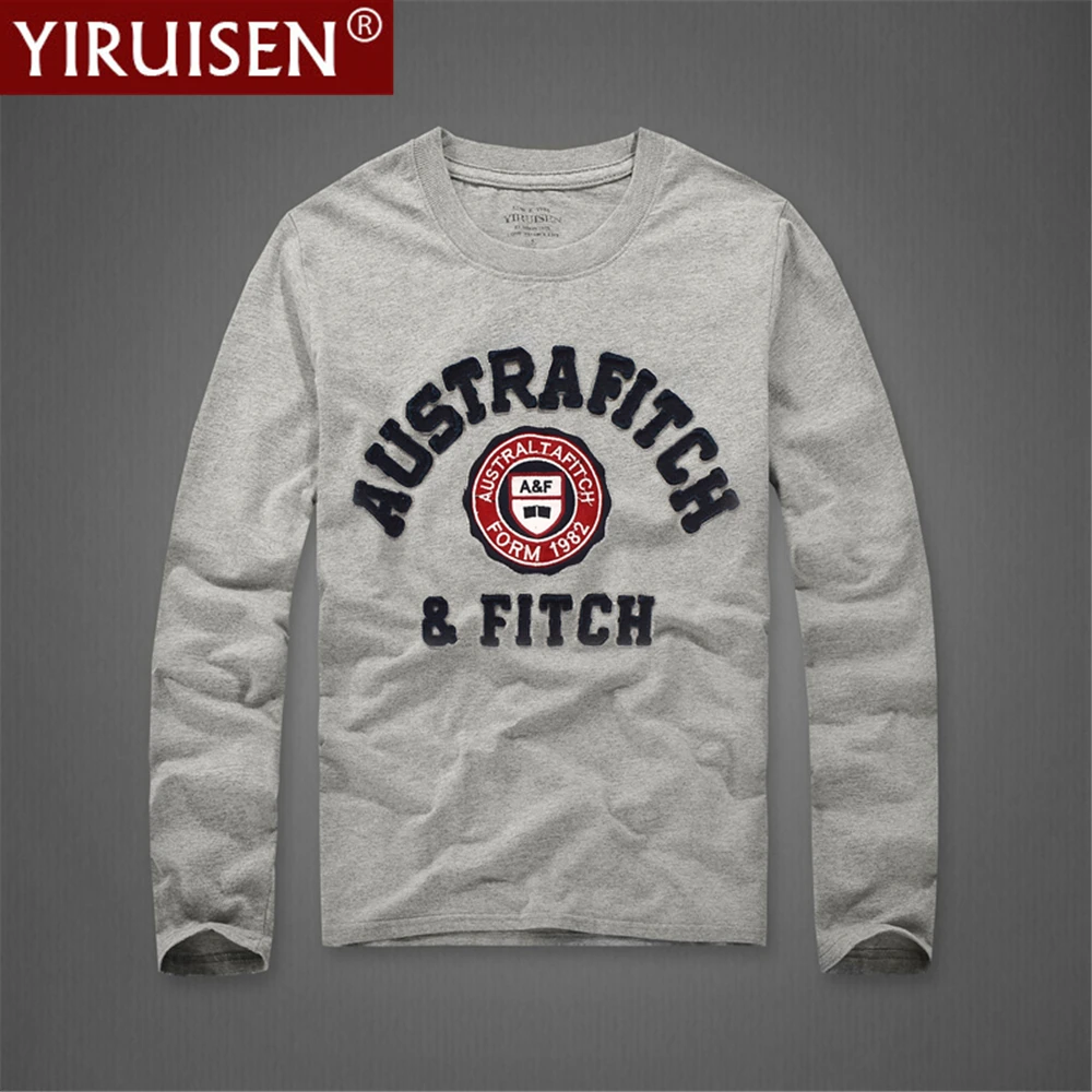 2021 YiRuiSen Autumn Embroidery 100% Cotton Mens Long Sleeve Shirt Top Tees Regular Fit Breathable Comfortable Soft Male Clothes