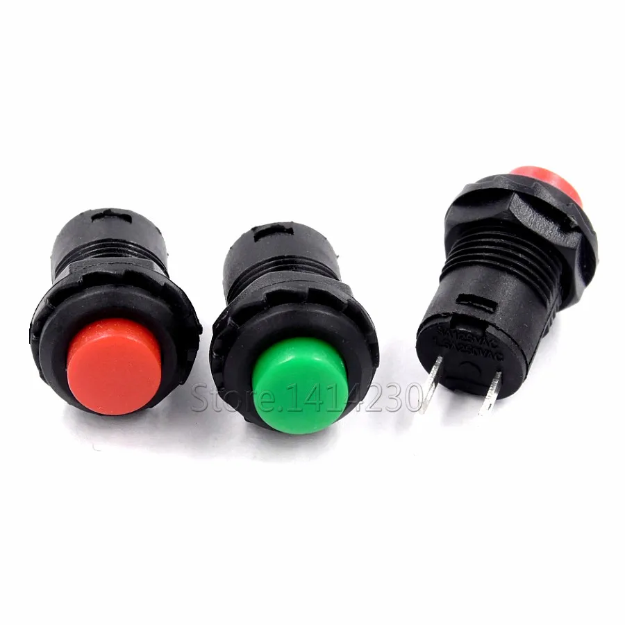 10Pcs 12mm Momentary Push Button Switch Switch 3A 125VAC 1.5A 250VAC Self Return Momentary No Lock Red Green Reset Button Switch