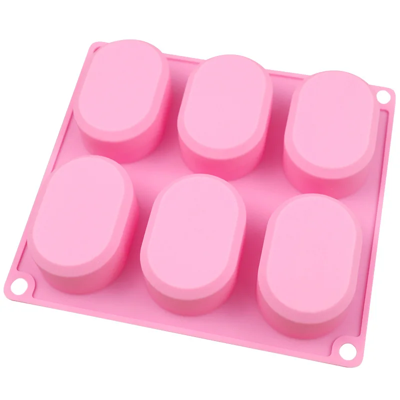 6 Cavity Oval Silicone Soap Mold for Handmade Craft DIY Soap Making Tools Molds Food Grade Silicone Soap Form Loaf Mould