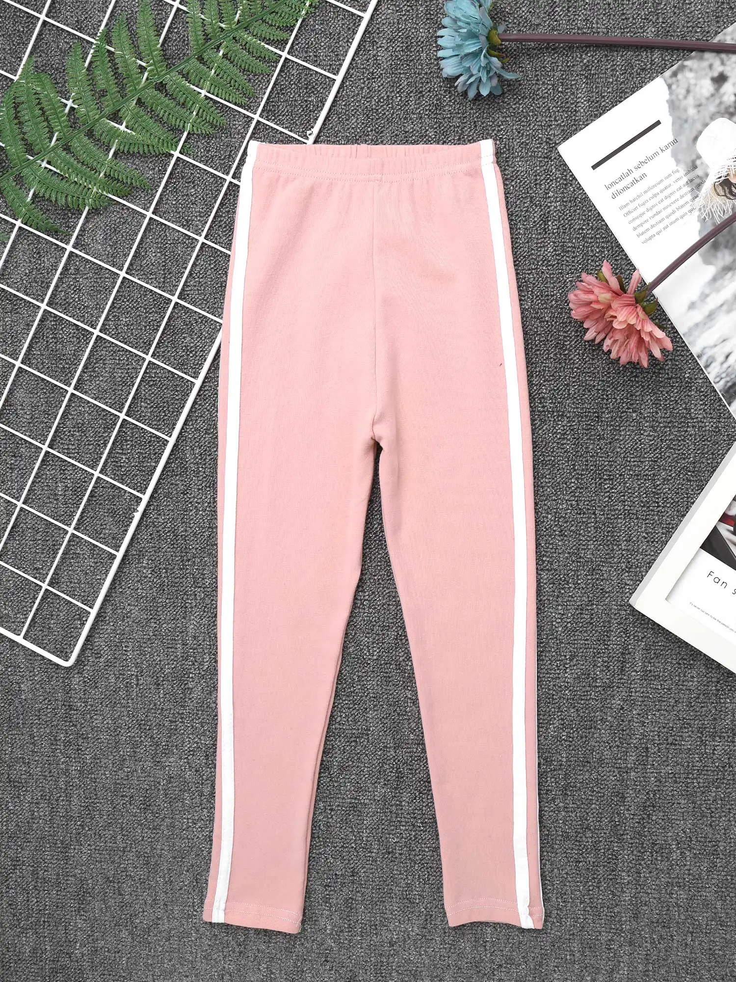 2021 Autumn Girl Pants Pure Color Side Stripe Sports Stretch Leggings for Kid Girls Sweatpants Kids Yoga Leggings Sport Trousers