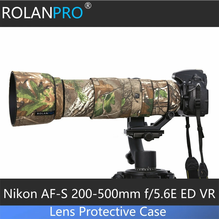 

ROLANPRO Lens Coat Camouflage Rain Cover For Nikon AF-S 200-500mm F/5.6E ED VR Protective Case Camera Anti-scratch Guns Sleeve