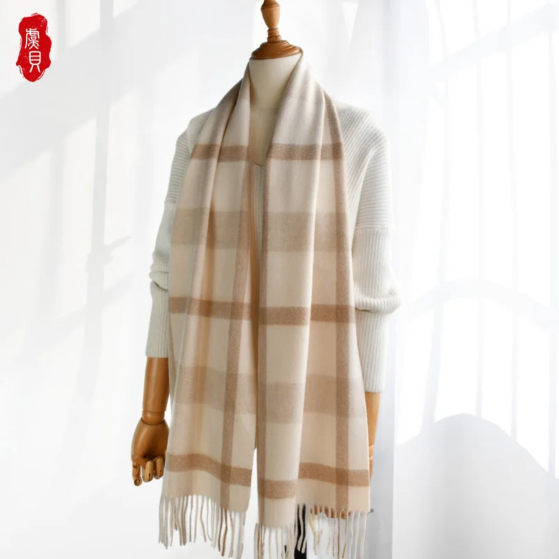 100% cashmere scarf men women classic light plaid narrow short scarves soft fashion casual thin warm winter shawl luxury gift