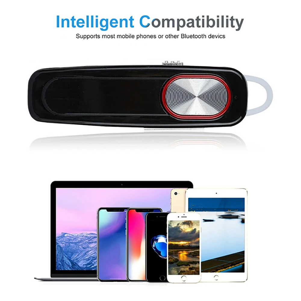 سماعات أذن فردية لاسلكية للرجال تعمل بالبلوتوث سماعة أذن ستيريو بدون استخدام اليدين وقت استعداد طويل مع خطاف للأذن لهاتف iPhone 11