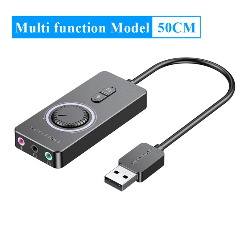 Ventie Audio Adapter USB Geluidskaart Audio Interface Externe Jack 3.5mm Mic Luidspreker voor Laptop PS4 PC Headset Audio Geluidskaart