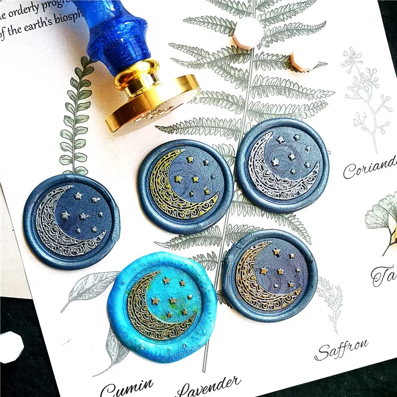 Moon stars Starry sky wax stamp head of Retro Wood Stamp Sealing Wax Seal Stamp Wedding decorativo sealing Stamp wax seals