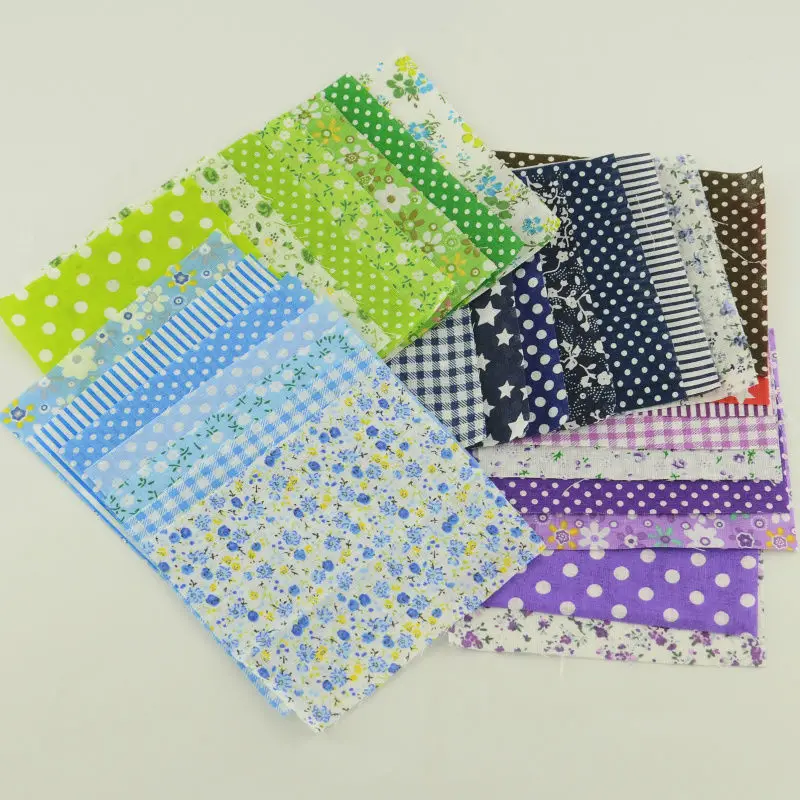 Teramila 100% dünnes Baumwoll gewebe Patchwork für Quilts, zufällige Farbe, kein Wiederholung design Tuch zum Nähen 19-50 teile/beutel 10*10 cm – Detail 4