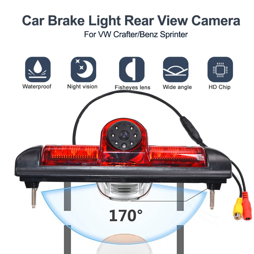 CCD Luz de freio do carro levou câmera de visão traseira, câmera de visão traseira de backup para Fiat Ducato X250, Citroen JUMPER III, Peugeot