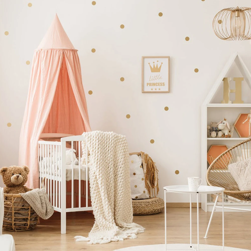 Cartoon Polka Dots Wall Sticker Baby Nursery Kids Room Nordic Gold Polka Dots Wall Decal Bedroom Living Room Vinyl Decor star