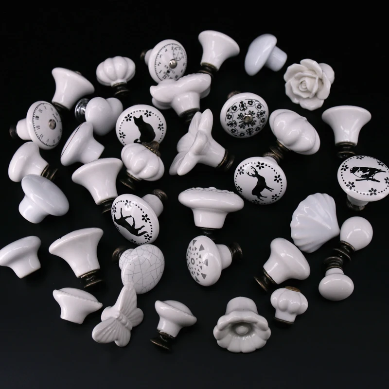 1x Classic White Porcelain/Ceramic Drawer Pull Knob Cabinet Cupboard Door Handle Knob