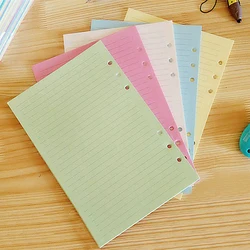 Cuaderno de hojas sueltas de colores A5/A6, páginas interiores, 6 agujeros, planificador de línea en blanco, bloc de notas, carpeta, papel de núcleo interno