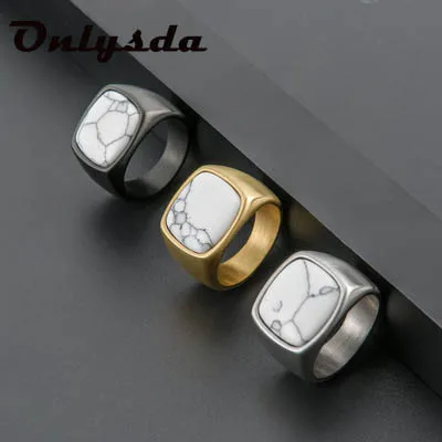 Onlysda Men Vintage Ring Enamel Rings Punk Classic Black Drip Imitation Black Gold Stones Male Enamel Ring Wedding Gift OSR572
