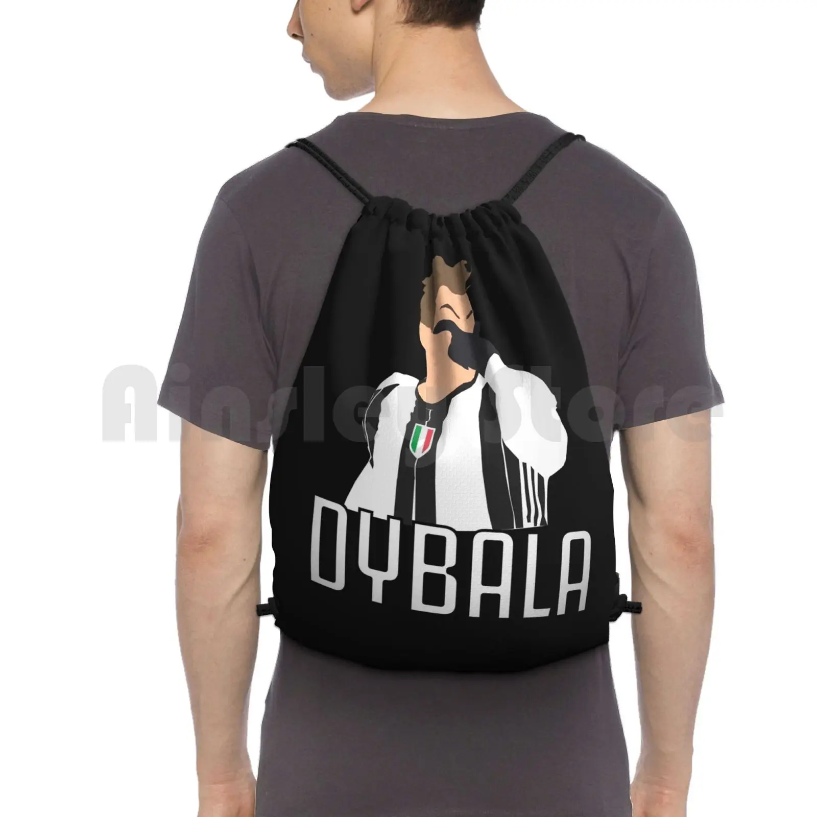 Paulo Dybala Mask Backpack Drawstring Bags Gym Bag Waterproof Paulo Dybala Celebration Italy Italia Italian Player Team