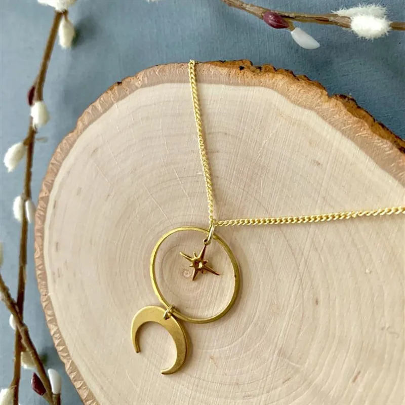 Dainty moon necklace Moon and star Phase Karma Crescent Celestial Boho Hippie Witchy Jewelry punk fashion Women Gifts 2020 new