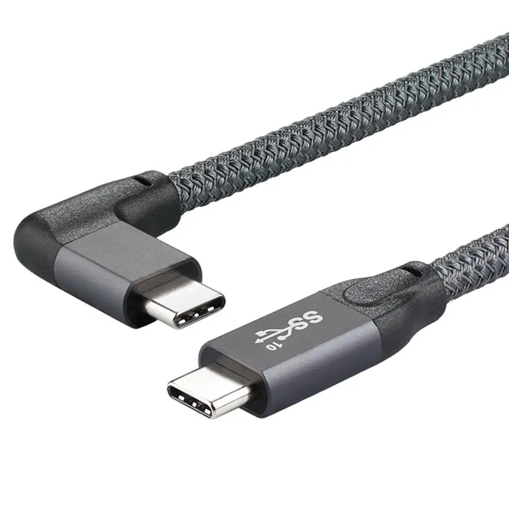 

90 Degree Angle 10Gbps USB-C Cable USB 3.1 Type C Gen2 Male Data Video 100W Cable Left Right Angled with E-marker