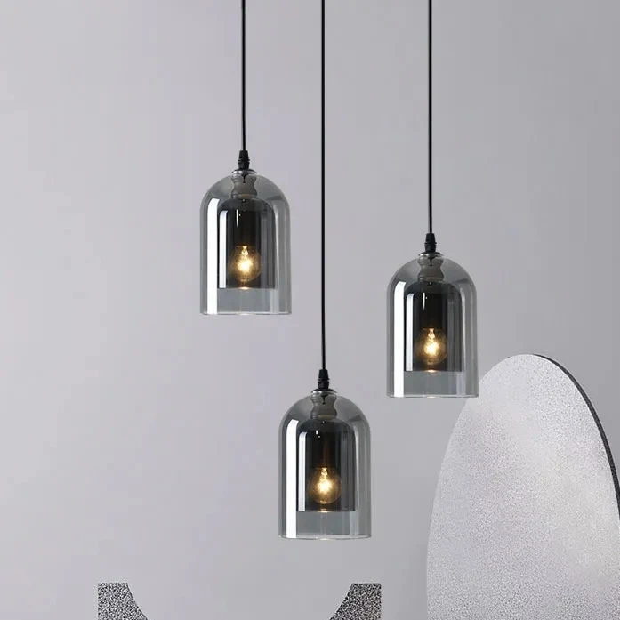 Led Pendant Lamp Nordic Gray Glass Modern Hanging Lighting Luxury Art Restaurant Bar Hotel Bedroom Bedside E27 Suspension Lights