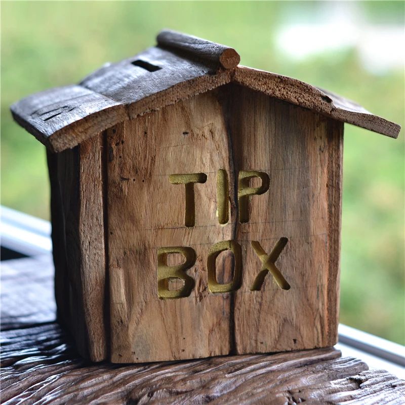 Handcraft Wood Outdoor Mailbox Gardening Solid Wood Piggy Bank Home Furnishings Pendant Creative Children's Saving Change Box