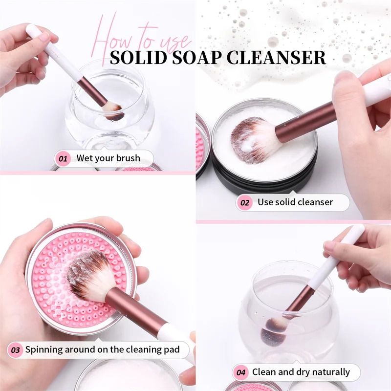 DUcare 2Pcs Makeup Brush Cleaner Sponge Powder Remover Soap Cleaning Washing Brush Silicone Pad Mat Box Make Up Cosmetic Tools