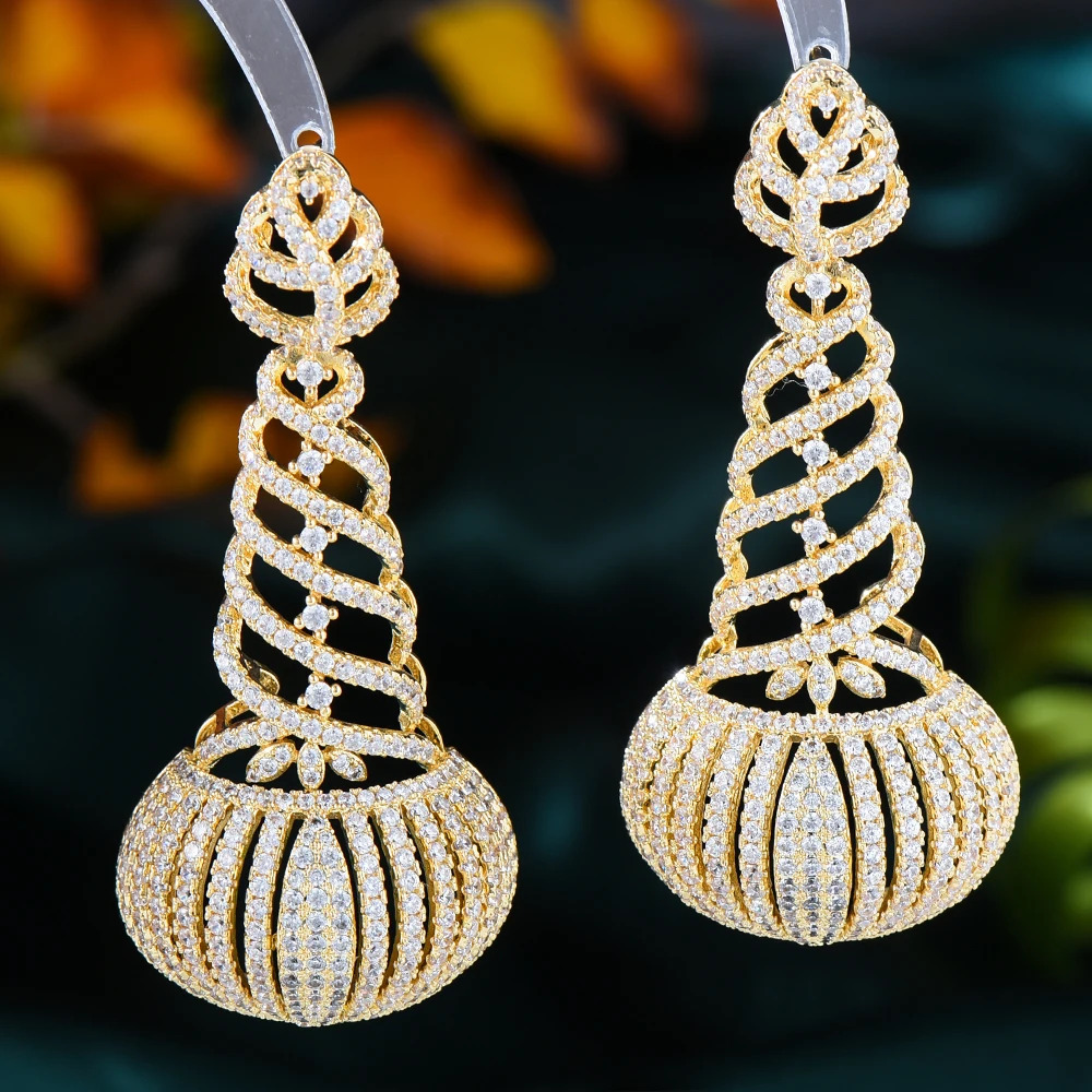 

Siscathy Fashion Luxury Hanging Earrings For Women Full Cubic Zirconia Drop Unusual Earring Wedding Party Jewelry Accessory