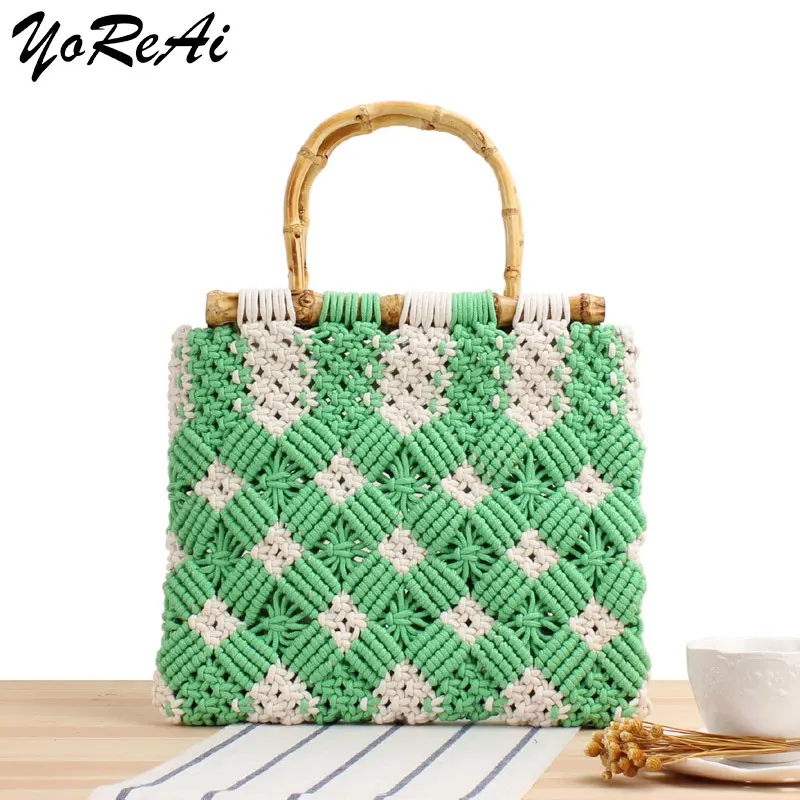 YoReAi Summer Handmade Straw Bag Female Large Capacity HandBag Casual Hollow out Shoulder Bags Fashion Weave Beach Totes Pack