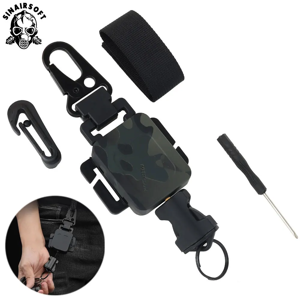 Tactical Anti-theft Telescopic Hanging Buckle Keychain Outdoor Secure Rope Strap Clamp Camping Hiking EDC Hook Accessories