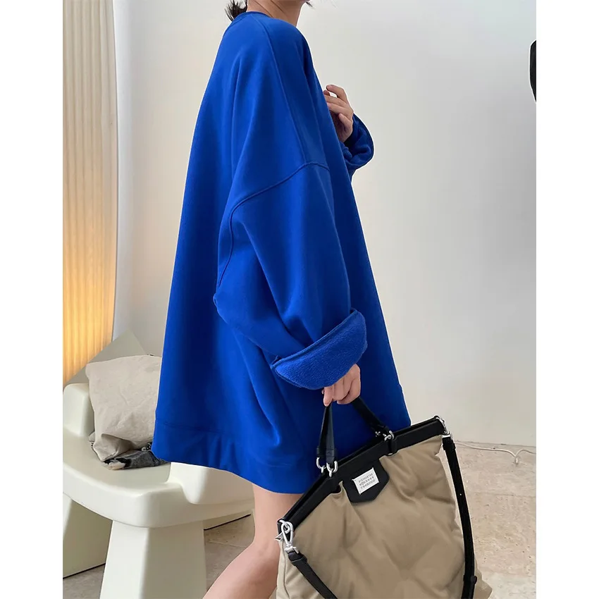 

Female new autumn and winter Korean style oversize design plus fleece top pullover loose silhouette casual sweatshirt