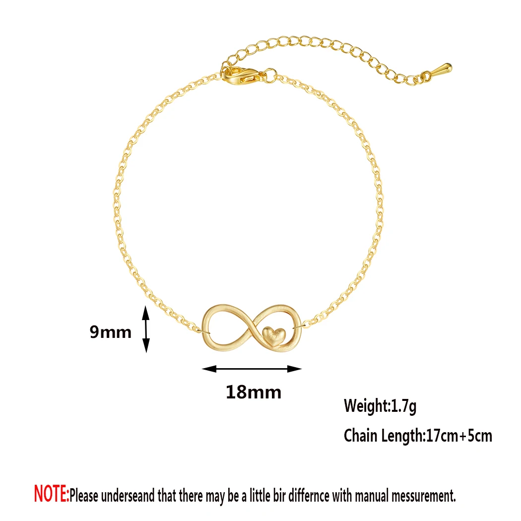 Kinitial Female Luckly 8 Heart Braceets Bohemian Charm Bracelet Jewelry Infinity Ankles Bracelets for Woman Engagement Jewelry