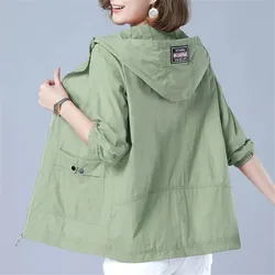 Women's Jacket 2022 New Summer Thin Coat Casual Windbreaker Female Sun Protection Jacket Basic Zipper Coat Tops 5XL
