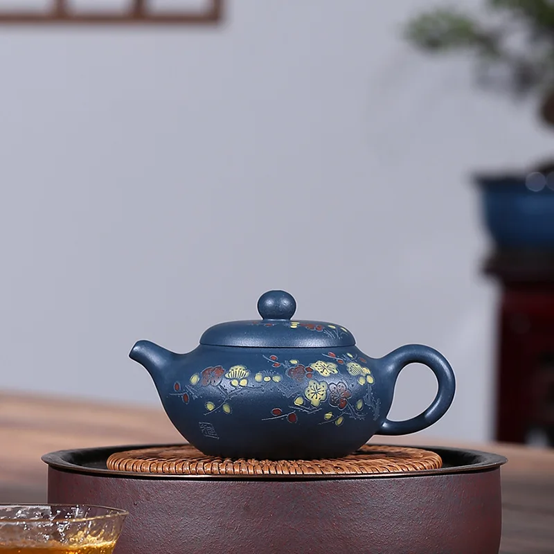 recommended pure manual undressed ore azure mud carved painting sketch 160 cc both pot of purple sand teapot tea set