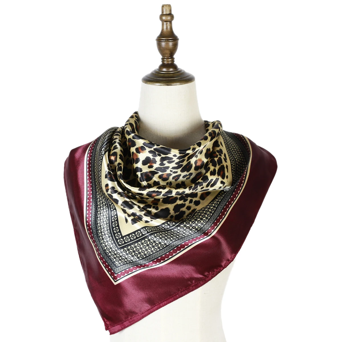 Silk Polyester scarf 90cm square hijabs Leopard Printed Shawls Femme Mujer Bufandas Bandana