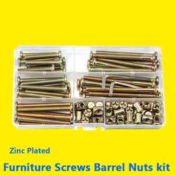 Hex Socket Flat Head Furniture Screws Barrel Nuts Set Baby Crib Screws Hardware Assortment Kit for Baby Bed Carbon Steel M6