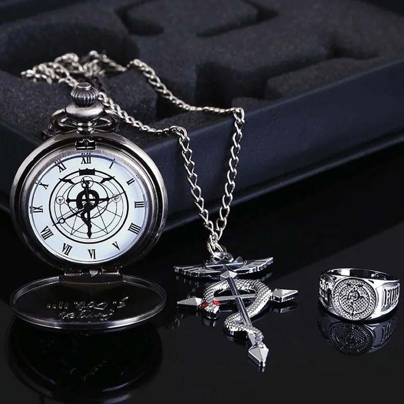 Animation Kuroshitsuji Black Butler Sebastian Theme Metal Pendant Pocket Watch With Necklace Chain Gift For Boys Girls ZH176