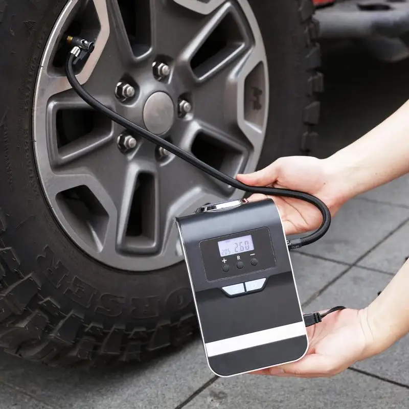 12V Car Tire Inflator Electric Air Pump Protable Air Compressor Digital Display Lighting For Car Bike Ball Motorcycle Basketball