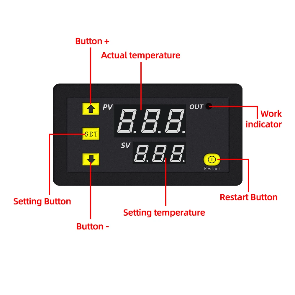 W3230 12V 24V AC110-220V Digital Temperature Control LED Display Waterproof Thermostat With Heat/Cooling Control Instrument