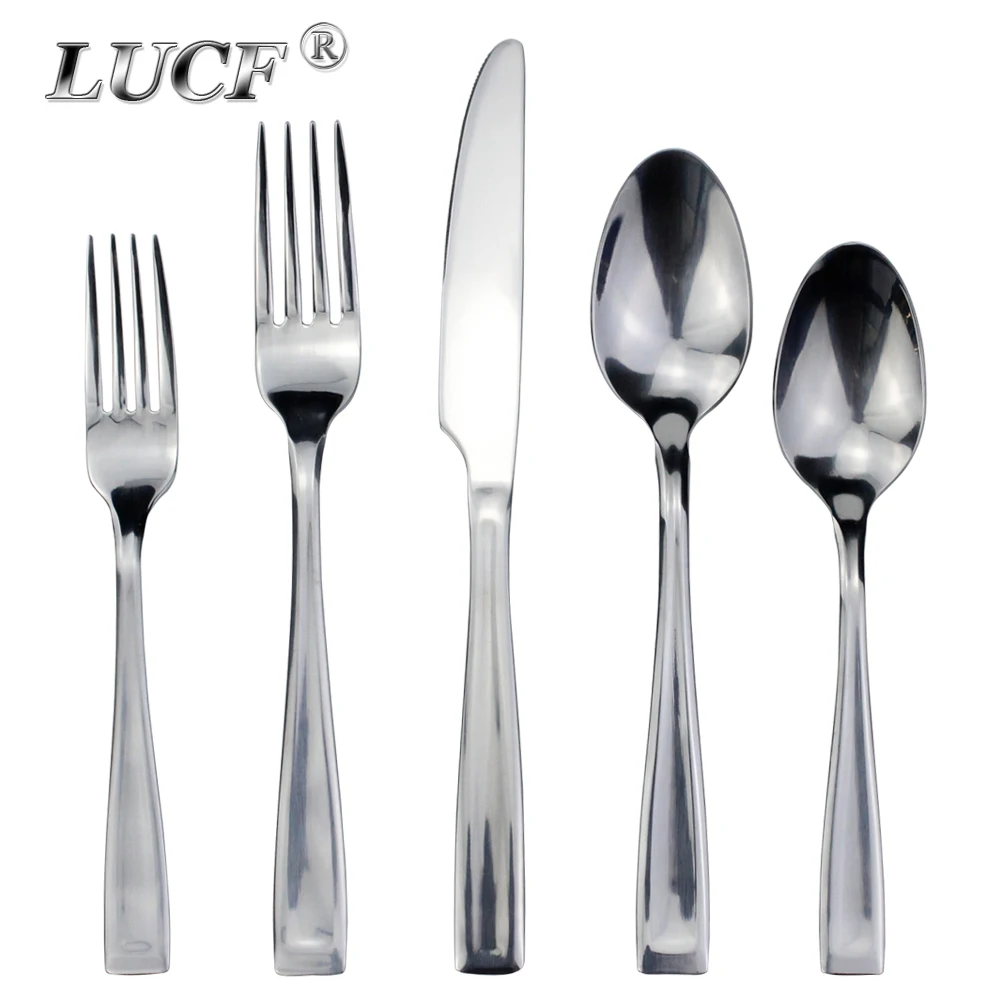 Practical 6 Utensils Stainless Steel Dinnerware Dishwasher Safe Cutlery Set Dessert Fork Middle Spoon Flatware For Kitchen Home