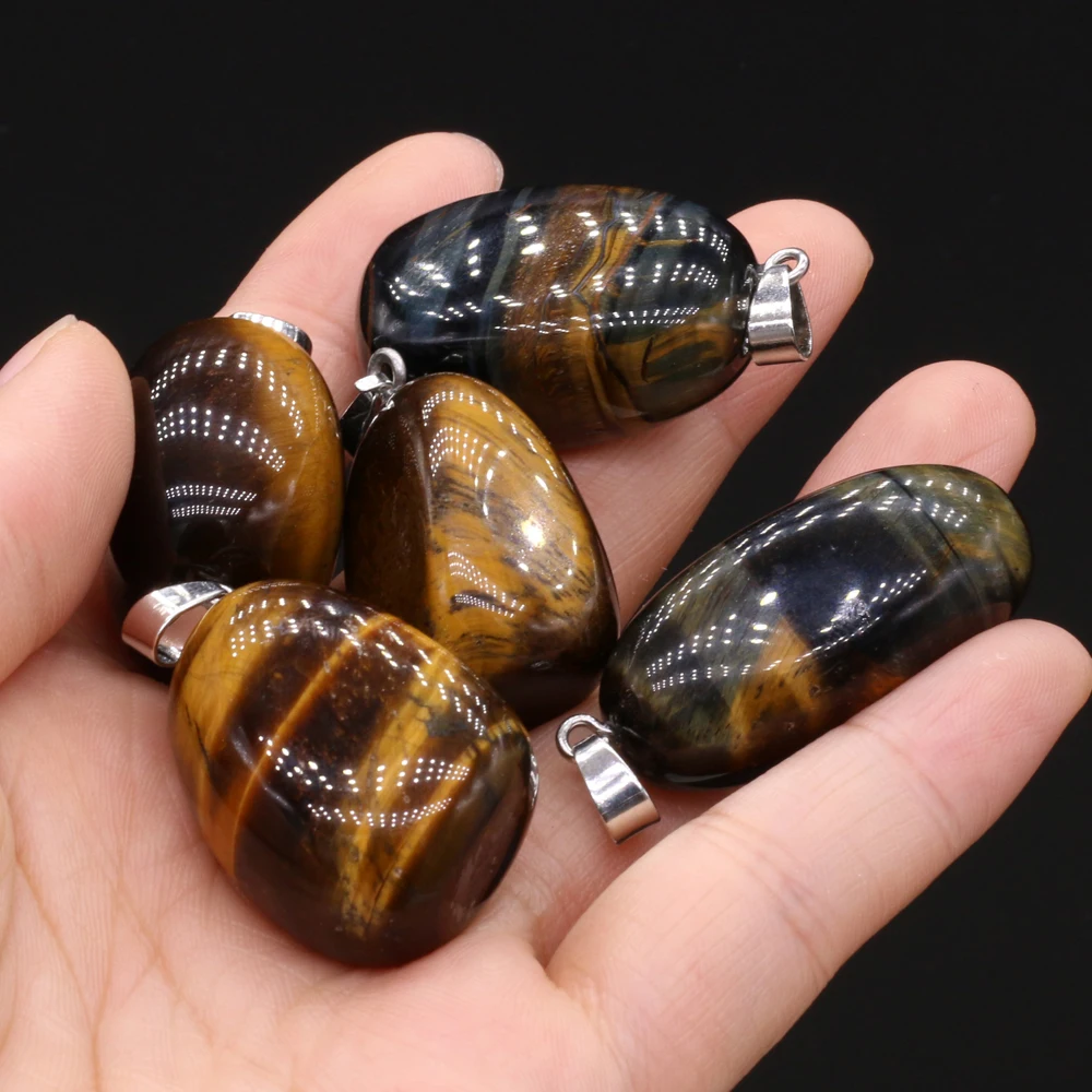 Natural Gem Tiger Eye Stone Pendant Handmade Crafts DIY Charm Necklace Jewelry Accessories Exquisite Gift Making for Woman