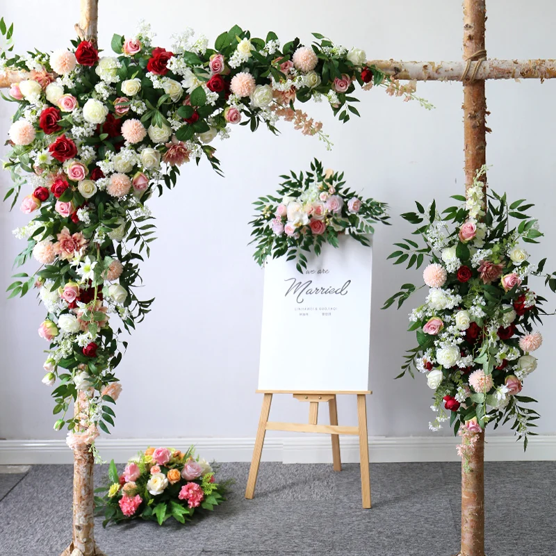 

HVAYI-Artificial Silk Flowers Row, Peonies Roses, Pink, Red Flower, Wedding, Home Party Backdrop, Arch Stand Decoration