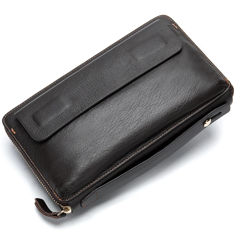 Soft Genuine Leather Clutch Wallet men\'s long wallet leather wallet for business card bill cash top layer cowhide handbag